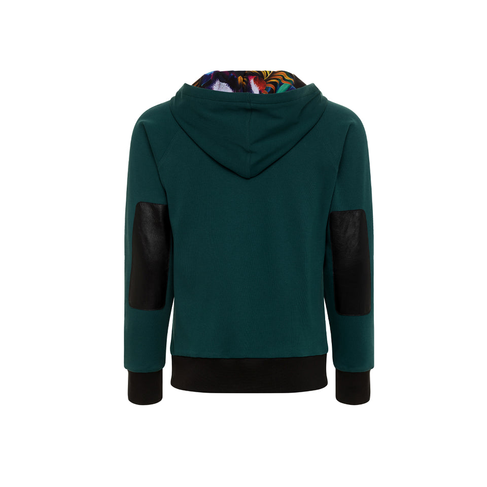 Reversible men's avatar jungle print emerald hoodie