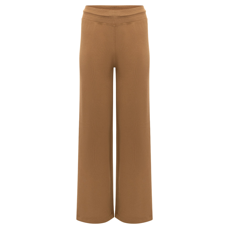 Women's Leisure Wide-Leg Trouser (Camel) – Anglero New York